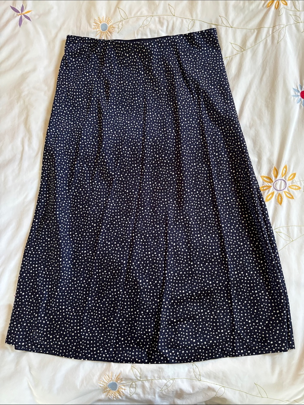 J.Crew Navy Polka Midi Skirt